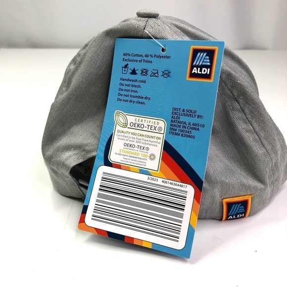 NWT ALDI Capsule Collection 2023 baseball hat cap light grey smiley face OS